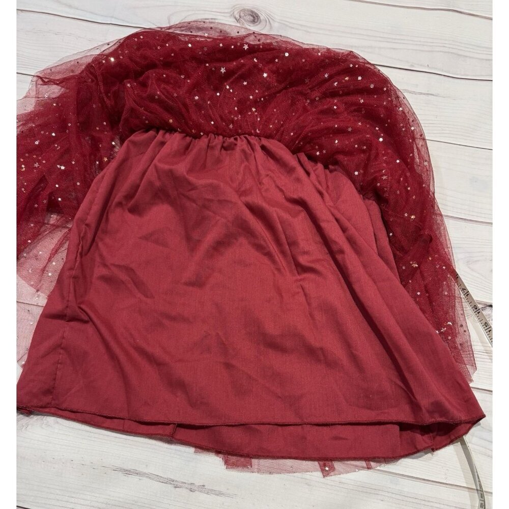 Red Tulle Star Sequin Ruffle Dress Girl Holiday Christmas Party Photo 4T-5T EUC - Picture 10 of 11